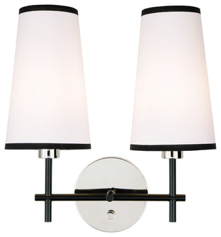 Bellevue 2 Light Wall Sconce, Polished Nickel and Black