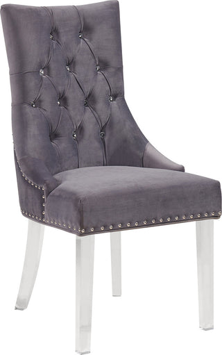 Gobi Modern and Contemporary Tufted Dining Chair, Acrylic, Gray