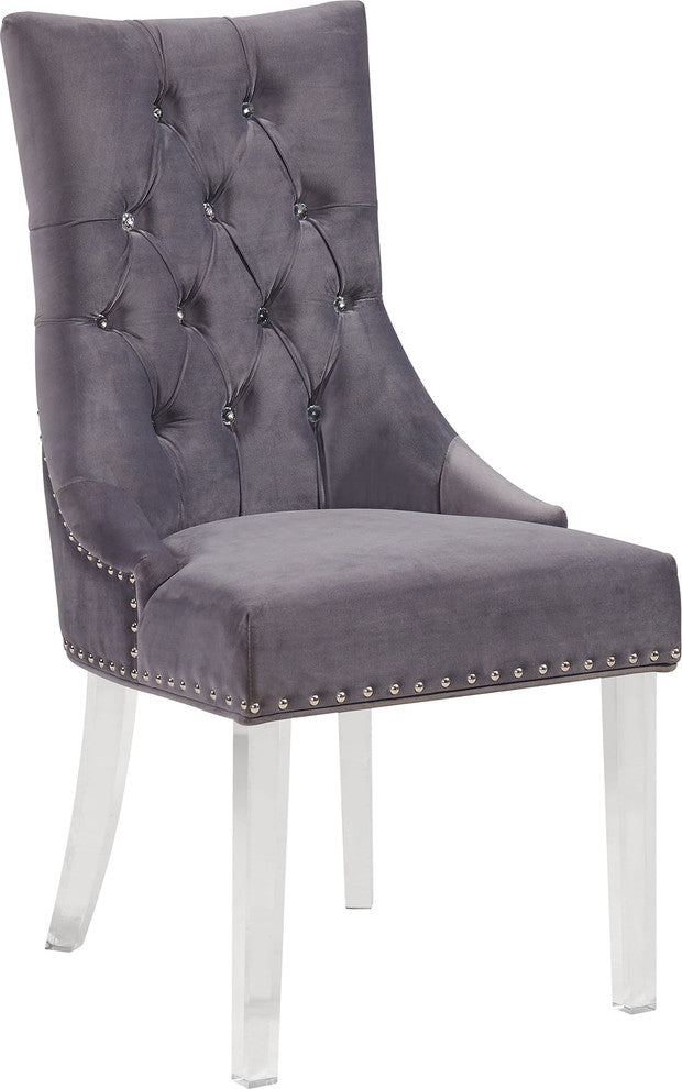 Gobi Modern and Contemporary Tufted Dining Chair, Acrylic, Gray
