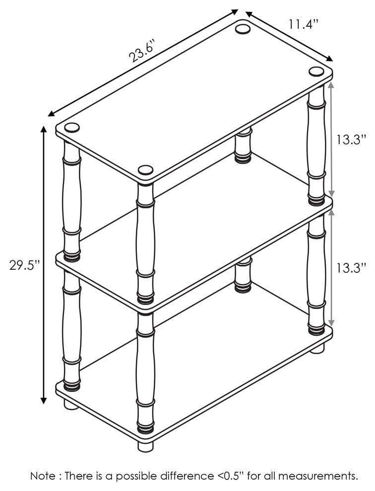 3-Tier Compact Shelf Display Rack With Classic Tube, Sonoma Oak/White