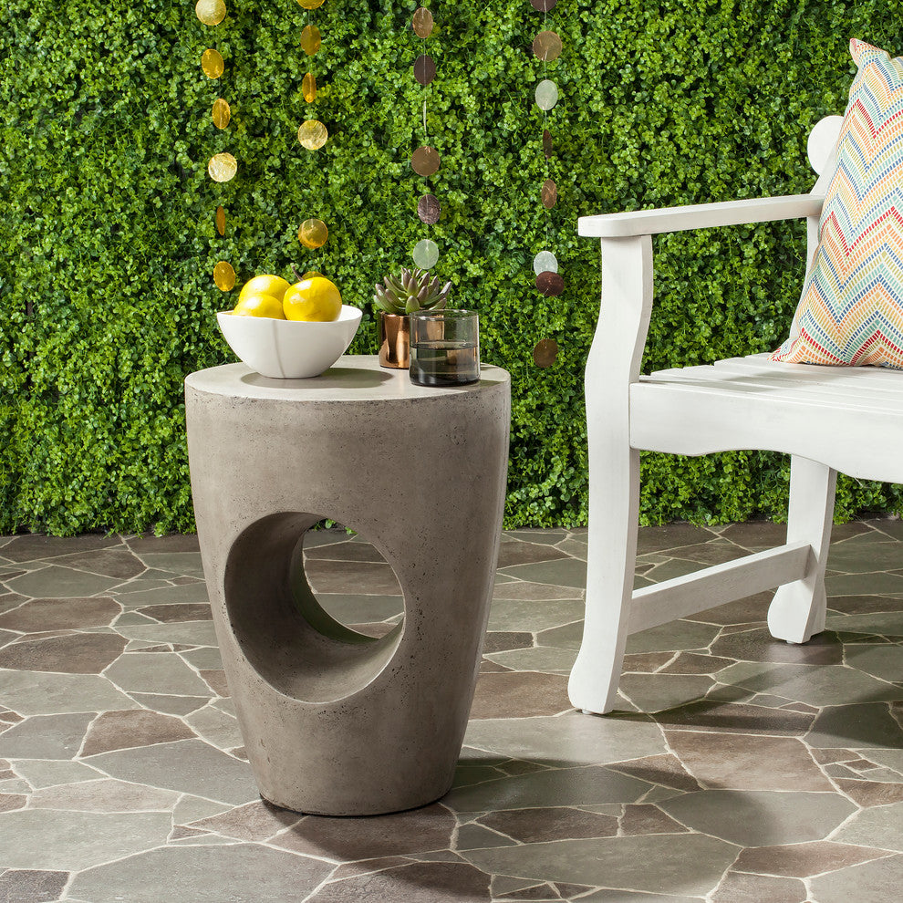 Aishi Concrete Accent Table - Dark Grey