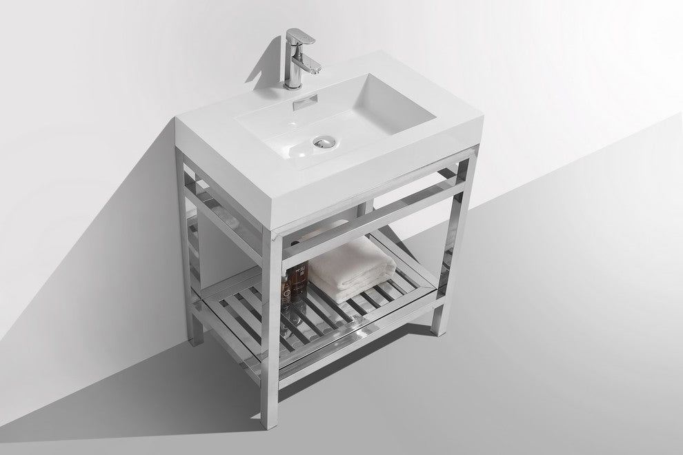 Cisco 30" Stainless Steel Console with Acrylic Sink - Chrome
