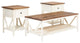 3-Piece Distressed Solid Wood Table Set - Rustic Oak/White Wash