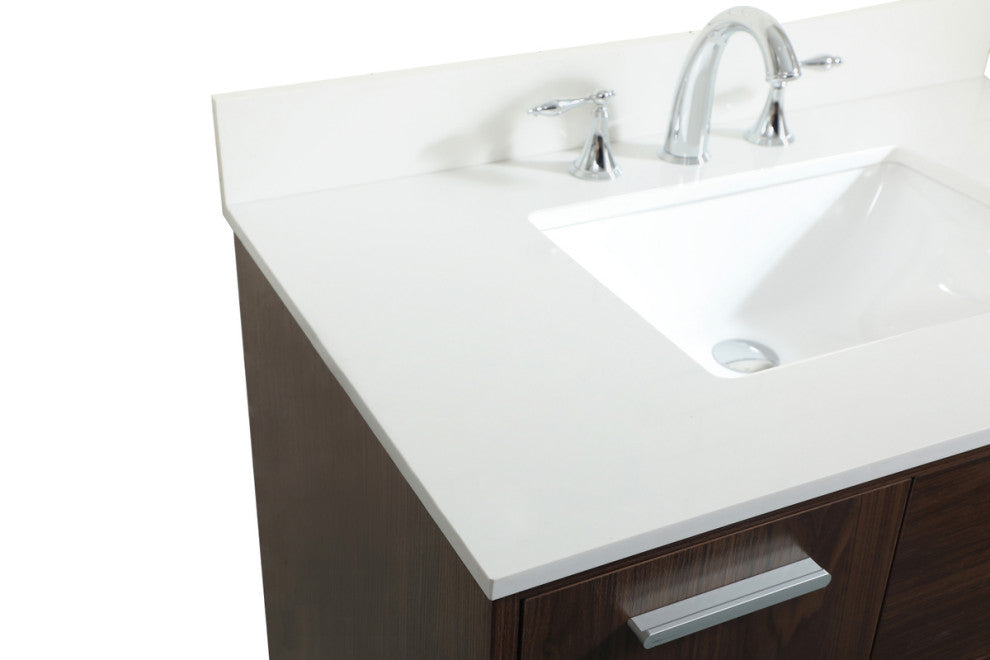 Home Living Modern Natural Oak-Light Bathroom Vanity, Walnut, 36"