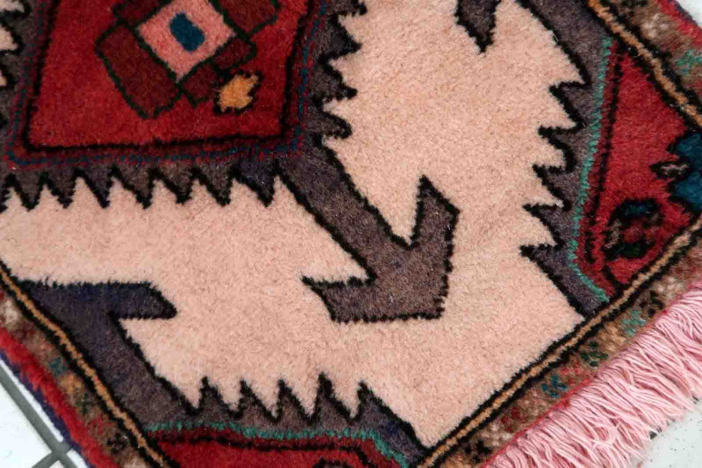 Handmade Vintage Persian Hamadan Mat 1.3'x1.9', 42cmx60cm 1970s