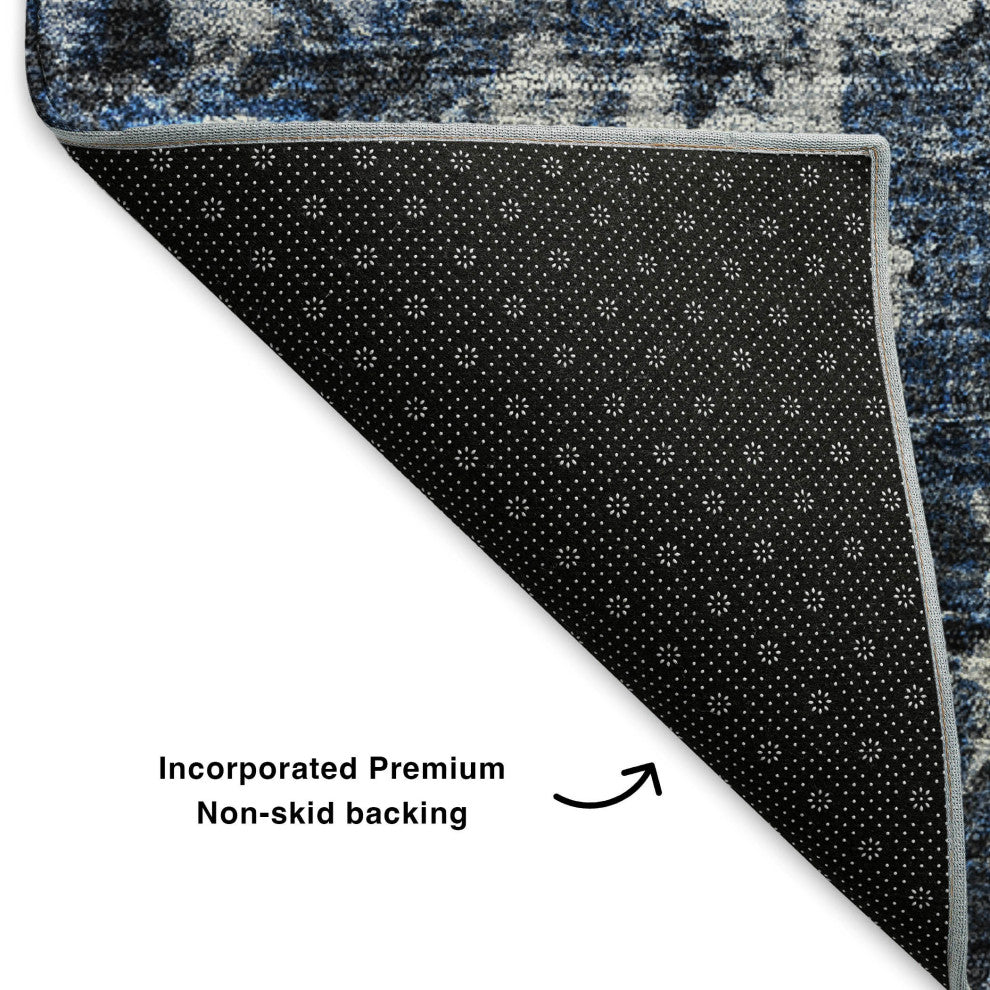 Premium Machine Washable Mayfield AMF651 Blue 2'6" x 3'10" Rug
