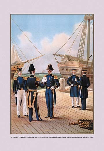 Navy Commander, Captain, And Lieutenant- Gallery Wrapped Canvas Art 28" x 42"