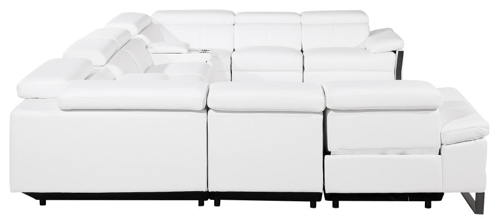 Antonio Italian Leather 10-Piece U-Shaped Power Reclining Sectional, White
