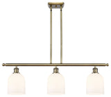 Ballston-Bella 3-Light 36" Stem Island Light, Antique Brass, Gloss White