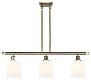 Ballston-Bella 3-Light 36" Stem Island Light, Antique Brass, Gloss White