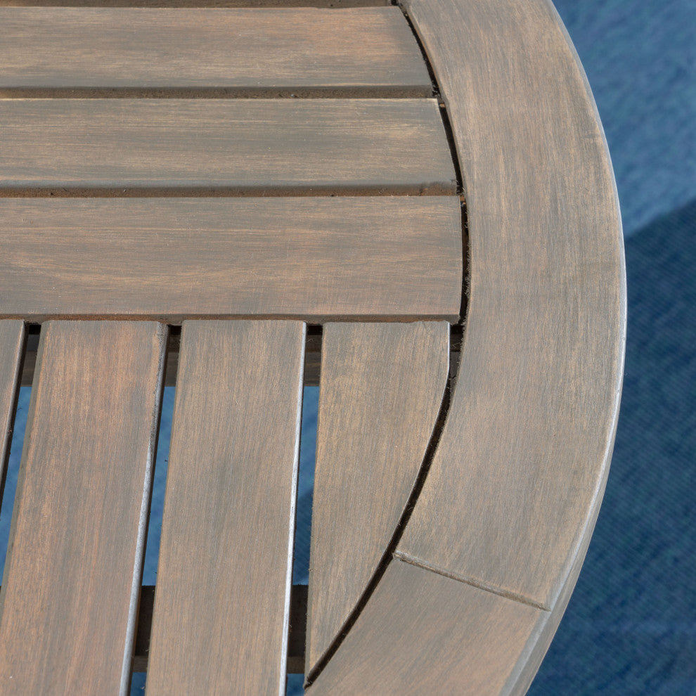 GDF Studio Andria Outdoor Acacia Wood Bistro Table, Gray