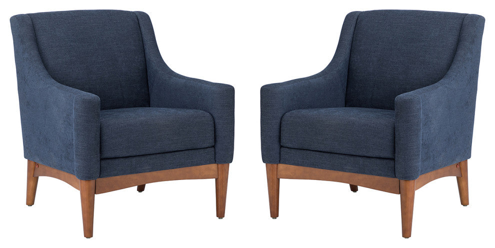 34.2" Comfy Living Room Armchair With Sloped Arms, Set of 2, Navy