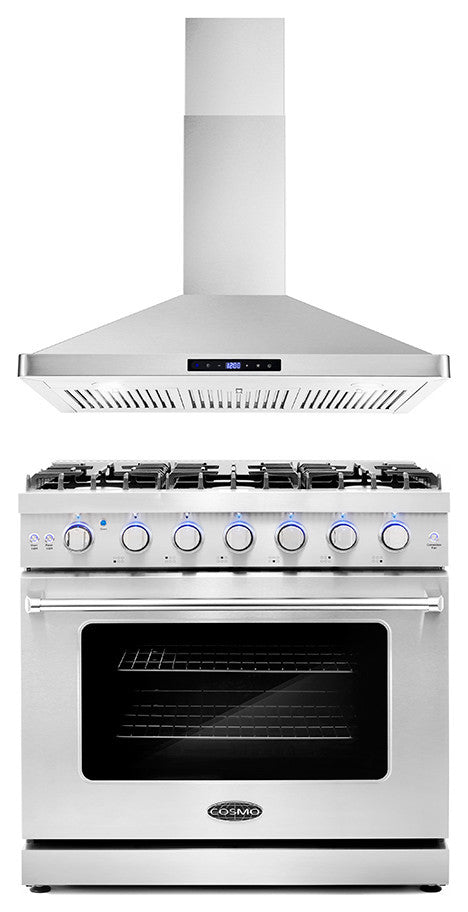 2-Piece Kitchen, 36" Gas Range and 36" Wall Mount Range Hood