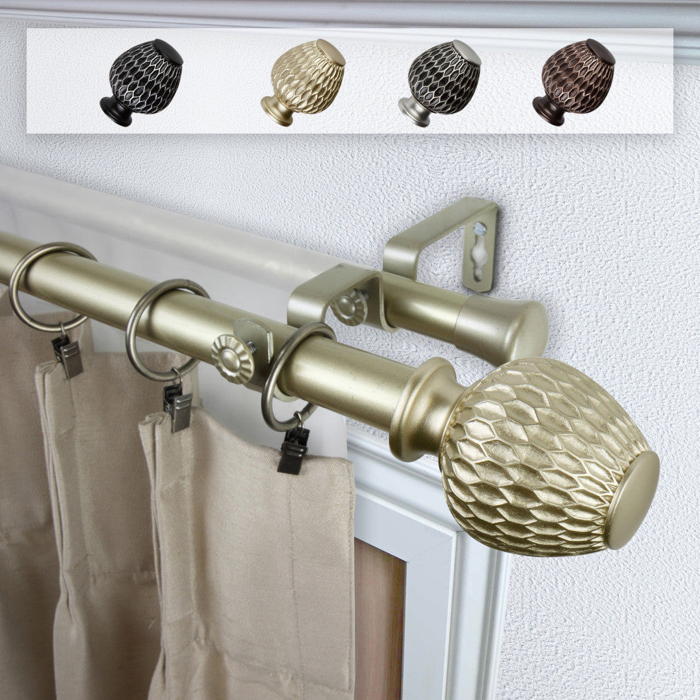 Telmo 1" Double Curtain Rod, Light Gold, 66-120"
