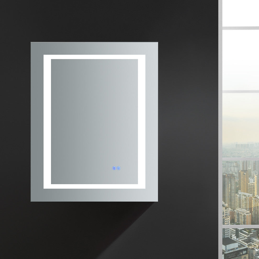 Spazio Bathroom Medicine Cabinet With LED Lighting and Defogger, 24"x30"