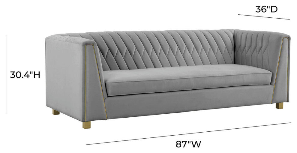 TOV Furniture Wafa Light Grey Velvet Sofa