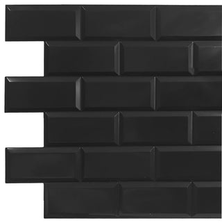 Black Bricks 3D Wall Panels, Set of 10, Covers 50 Sq Ft