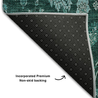 Premium Machine Washable Mayfield AMF680 Teal 2'3" x 7'6" Runner Rug