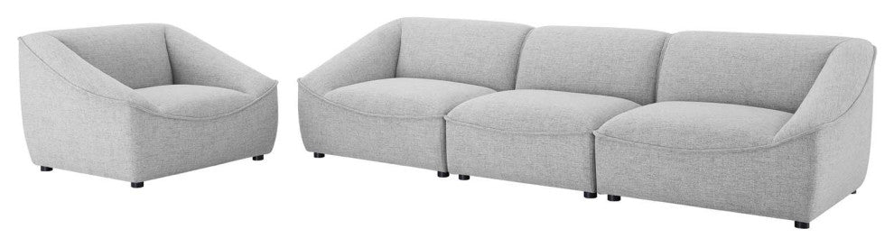 Armchair and Sofa Set, Fabric, Gray, Modern, Living Lounge Hospitality