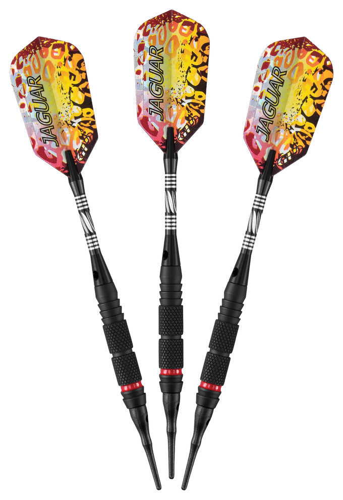 Jaguar Tungsten Soft Tip Darts, 2 Knurled Rings, 18 Grams