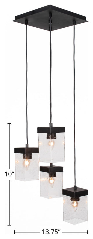 Nouvelle 4-Light Cord Cluster Pendalier, Espresso/Square Clear Bubble