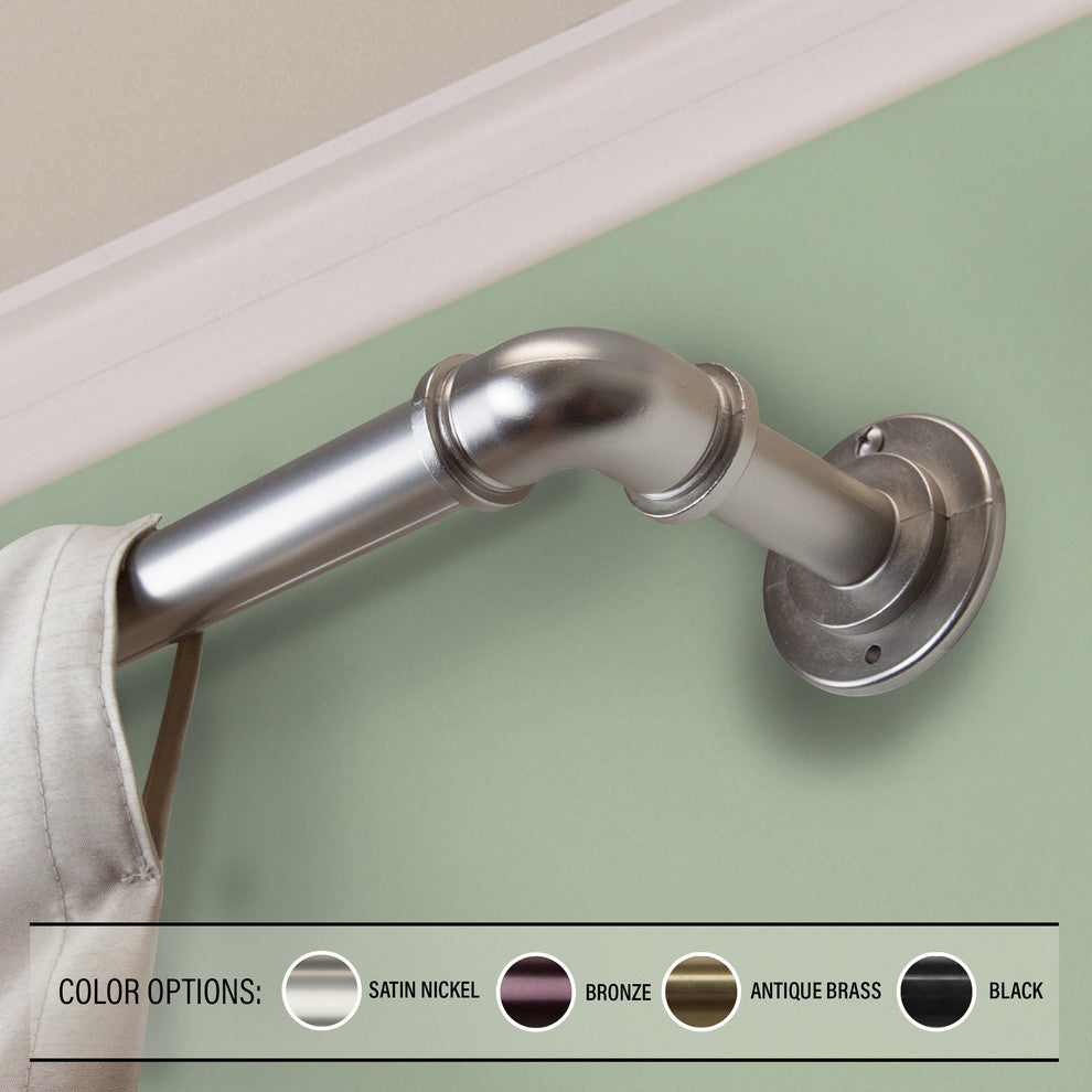 1" Pipe Blackout Curtain Rod, Satin Nickel, 28"-48"