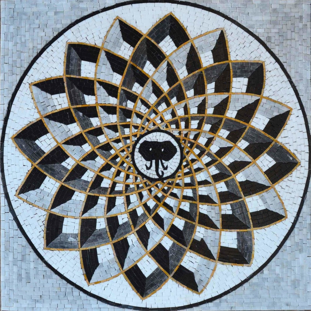 Geometric Mosaic, Ganesh Mandala, 31"x31"
