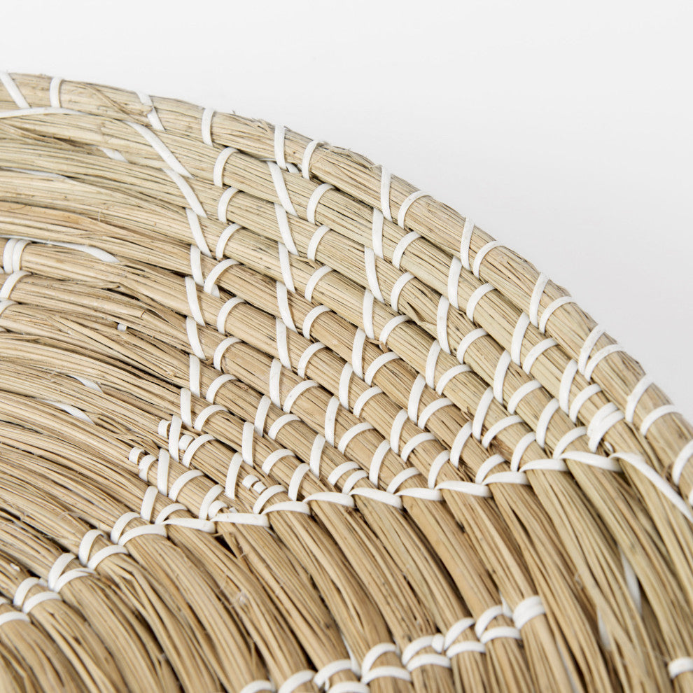 Mekhi Light Brown Seagrass With White String Round Wall Hanging Plate