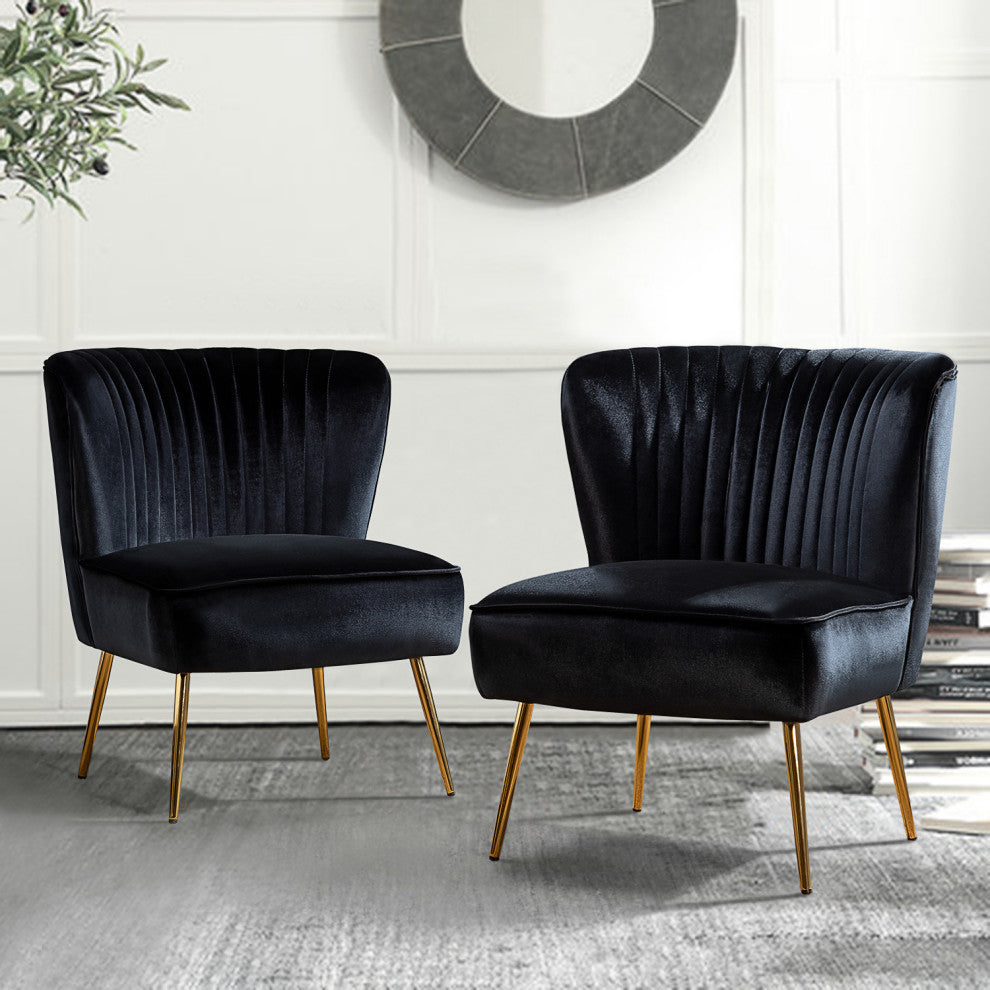 Upholstered Side Chair, Set of 2, Black