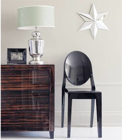 Designer Stackable Side Chair Dining Room Chairs With Solid Back Set of 4, Black
