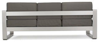 GDF Studio Crested Bay Outdoor Aluminum Loveseat Sofa with Tray