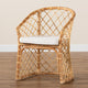 Orchard Bohemian White Fabric Upholstered and Natural Brown Rattan Dining Chair