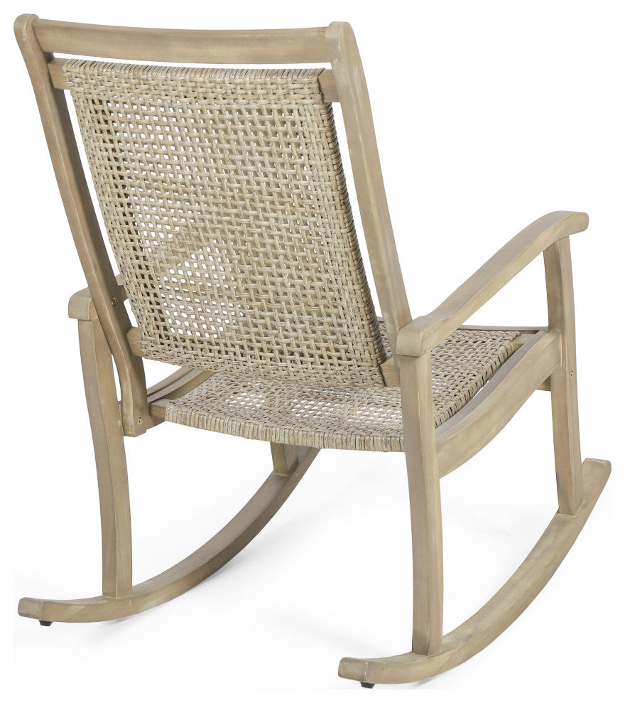 Lucas Outdoor Rustic Wicker Rocking Chairs, Set of 2