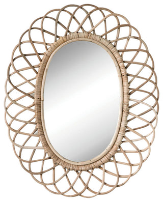Oval Woven Bamboo Wall Mirror