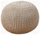 Cotton Twisted Foil Print Rope Pouf, Gold
