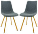 LeisureMod Markley Modern Leather Dining Chair With Gold Legs Set of 2