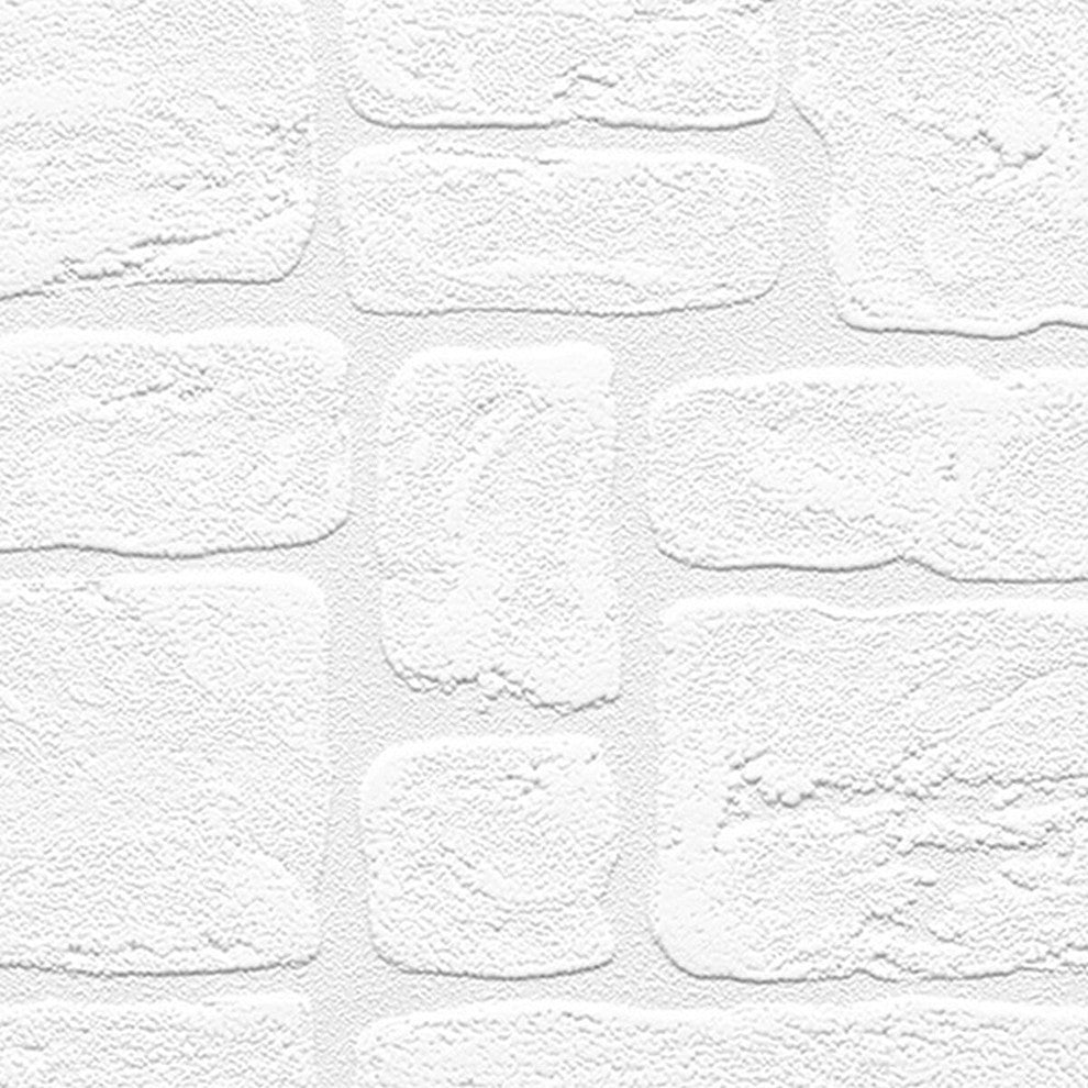 Architectural, Texture Geometric Paintable Pre-Pasted White Wallpaper Sample