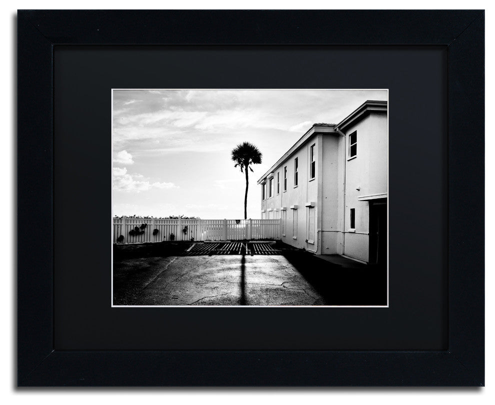 'Florida Lone Palm' Matted Framed Canvas Art by Preston