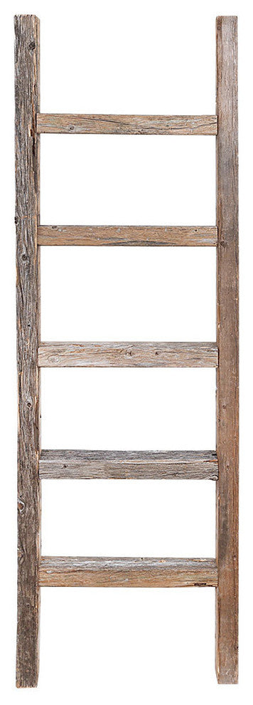 Asher Decorative Reclaimed Barn Wood Ladder, 4'