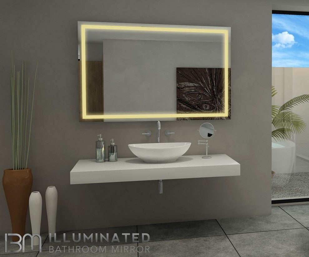 IB MIRROR Dimmable Lighted Bathroom Mirror Harmony 55"x36" 3000 K