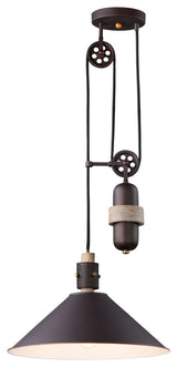 Maxim 10090 Tucson 1 Light 16"W Pendant - Oil Rubbed Bronze / Weathered Wood