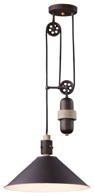 Maxim 10090 Tucson 1 Light 16"W Pendant - Oil Rubbed Bronze / Weathered Wood