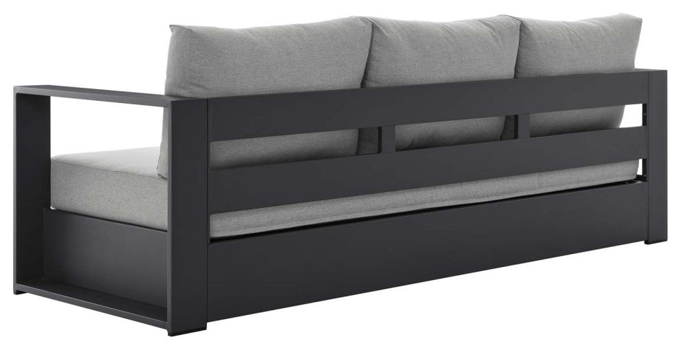 Lounge Sectional Sofa Chair Table Set, Gray, Aluminum, Modern, Outdoor