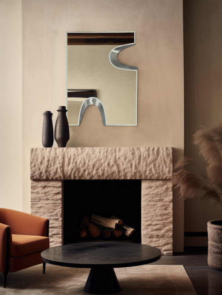 Soleil Mirror, 28" Wide, Silver Finish, Cream