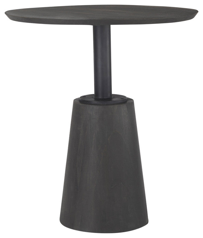 32" Round Black-Brown Wood Accent Pedestal Bistro Table