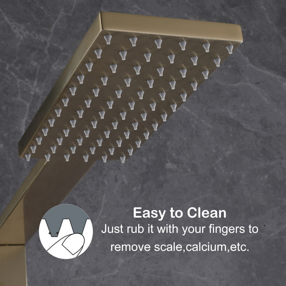 Luxury Double Function Thermostatic Shower System With Rough-In Valve, Brushed Gold