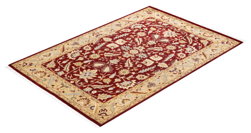 Mogul, One-of-a-Kind Hand-Knotted Area Rug Red, 4'3"x6'3"