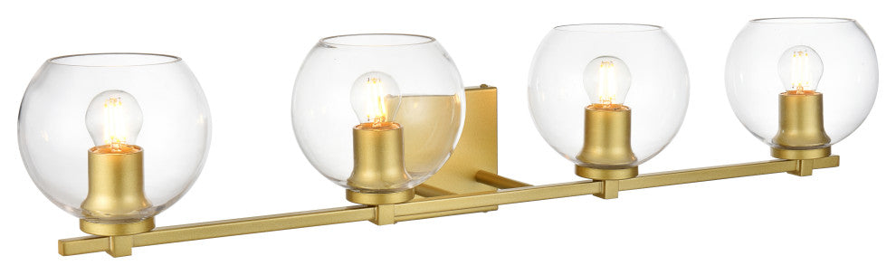 4 Light Brass And Clear Bath Sconce