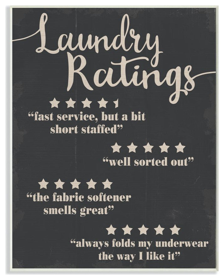 Stupell Industries Laundry Rating Five Star Bathroom Black Funny Word, 13 x 19