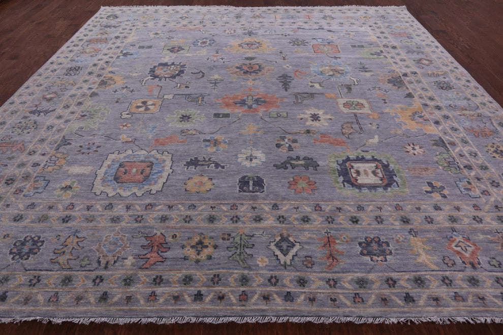12' Square Turkish Oushak Handmade Wool Rug - Q13344